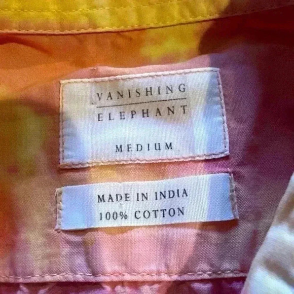 Vanishing Elephant Tie-Dye Button Down Shirt Size Medium - Picture 3 of 6